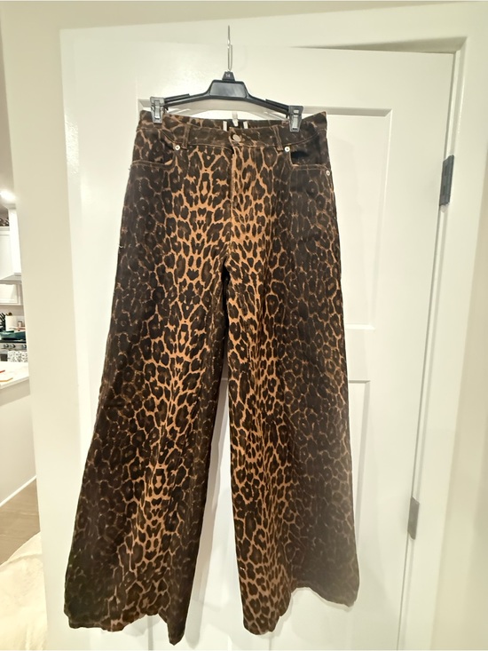 Mable Pants - Leopard-Print Wide-Leg Pants in Brown by Mable